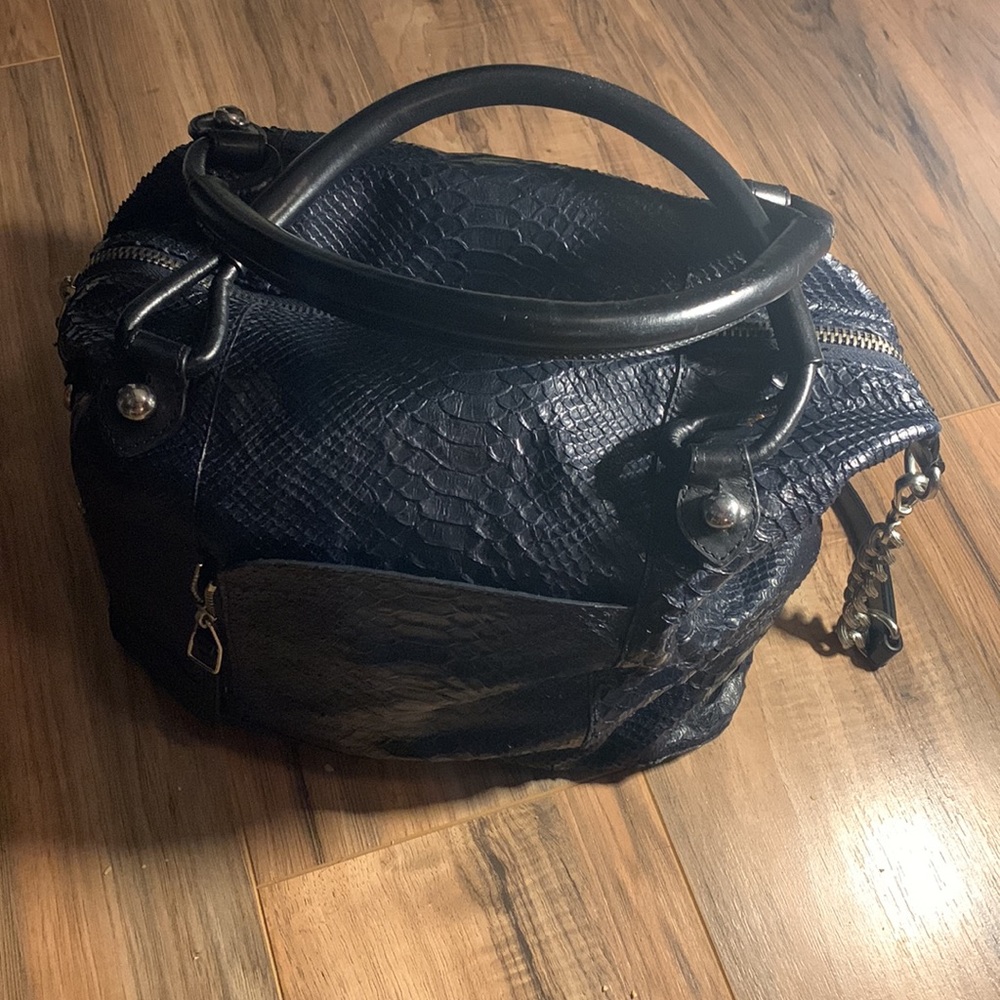 Olivia Harris Python/Snakeskin Textured Satchel - image 2